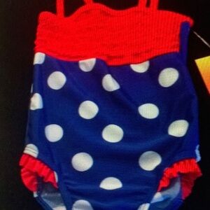 Red and Blue Polka Dot Swimsuit